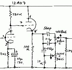 Cathode-follower tonestack driver circuit